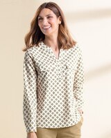Silky Print Long-Sleeve Utility Blouse thumbnail number 1