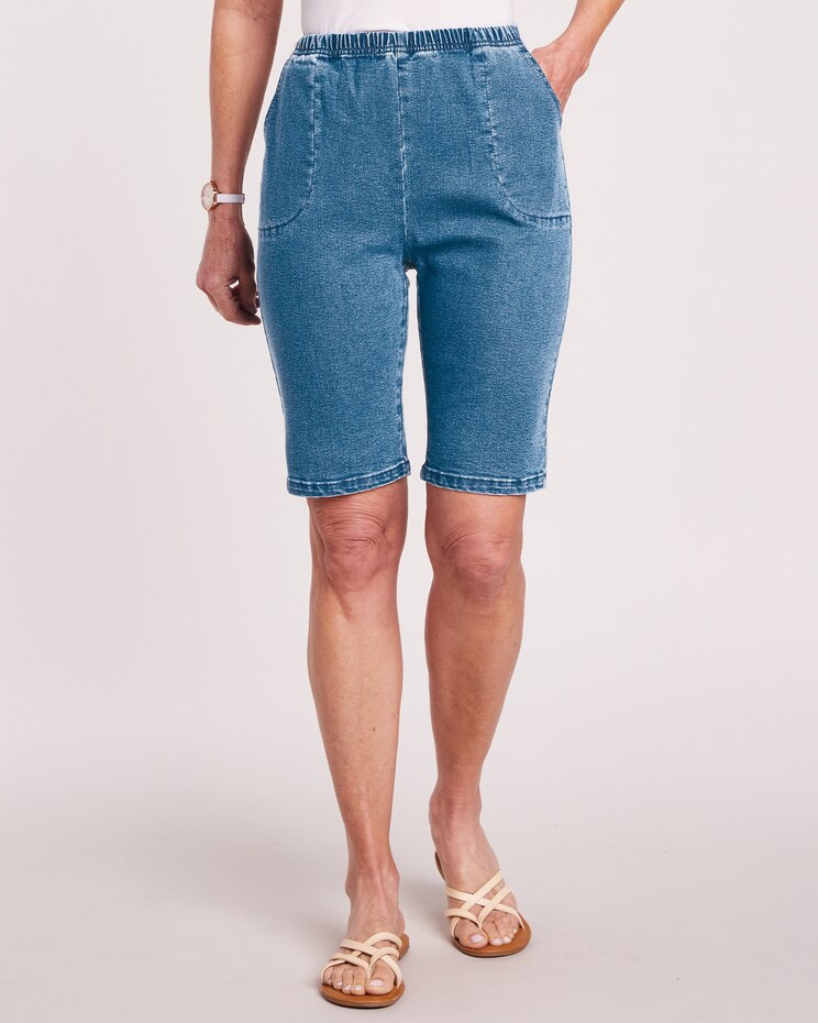 DenimEase™ Classic Pull-On Bermuda Shorts image number 1