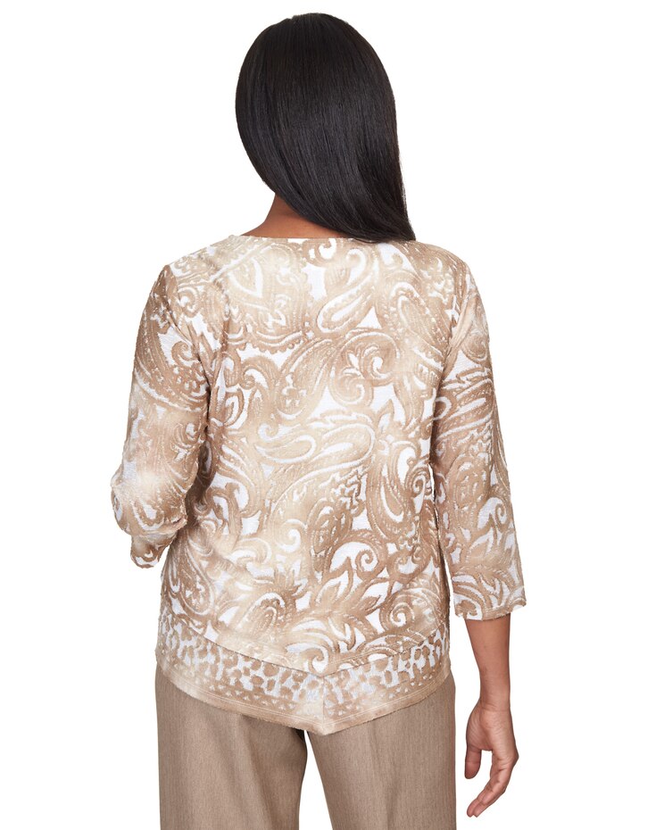 Alfred Dunner® Mulberry Street Paisley Jacquard Pointed Hem Top image number 2