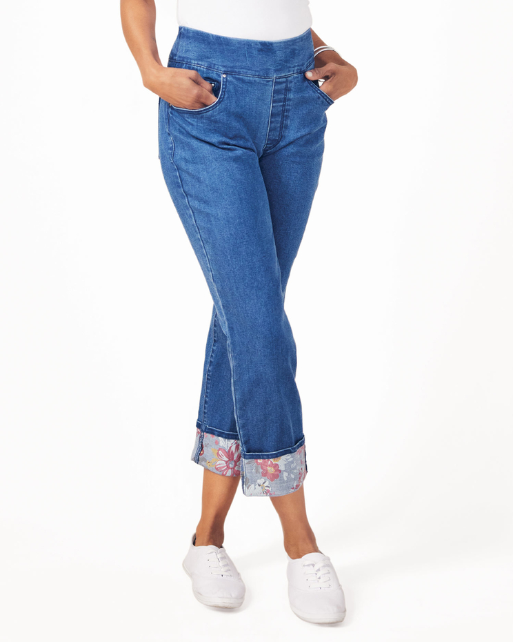 DenimEase™ Flat Waist Turn Cuff Jeans image number 1