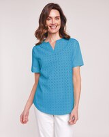 Mixed Media Eyelet Top thumbnail number 1
