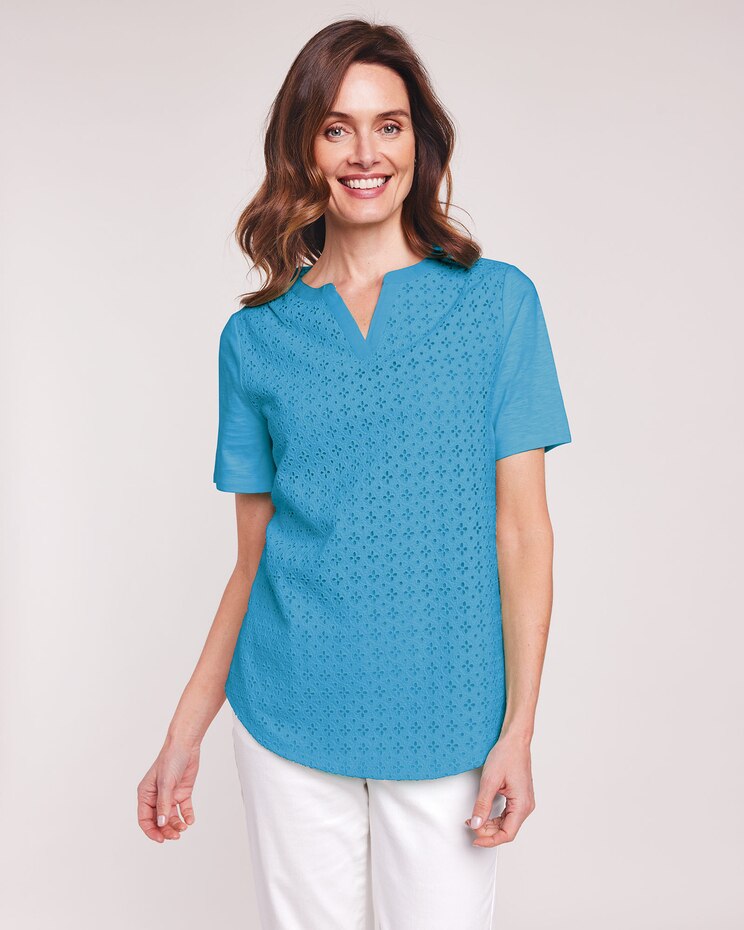 Mixed Media Eyelet Top image number 1