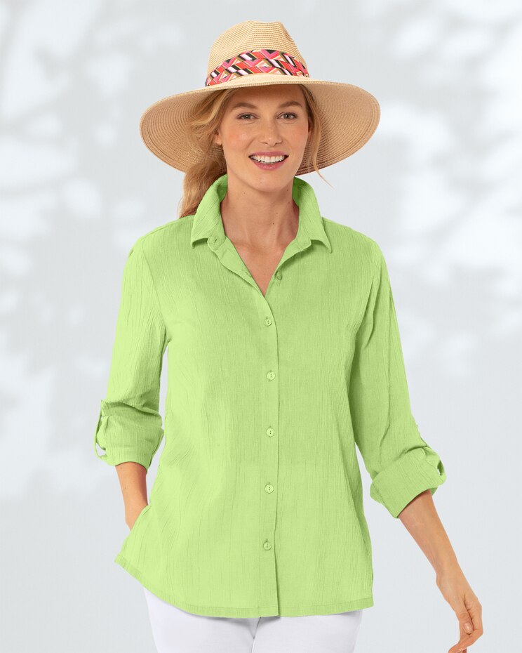 Crinkled Cotton Solid Shirt image number 1