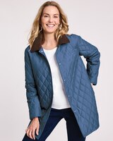 Quilted Coat with Corduroy Trim thumbnail number 1