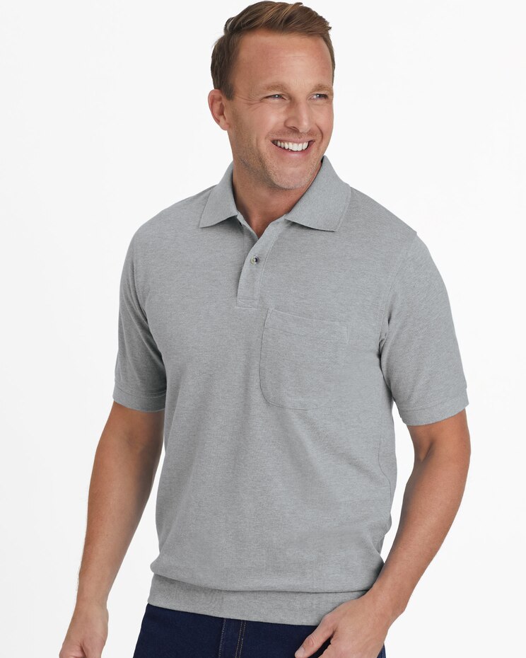 John Blair Banded-Bottom Piqué Knit Polo image number 1