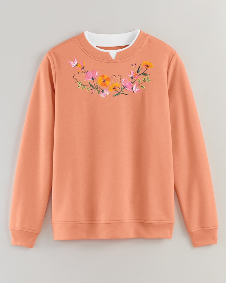 Haband Women’s Embroidered Fleece Sweatshirt image number 7