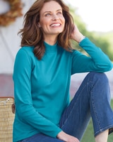 Essential Cotton Long-Sleeve Solid Mockneck thumbnail number 1