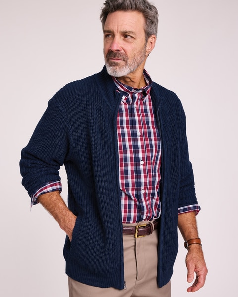John Blair® Shaker Stitch Zip-Front Cardigan