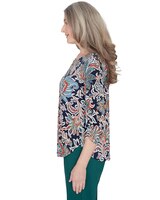 Alfred Dunner® Classics Scroll Three Quarter Ruched Sleeves thumbnail number 4