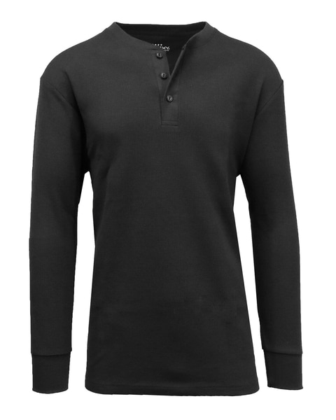 Galaxy By Harvic Men's Oversized Waffle-Knit Thermal Henley