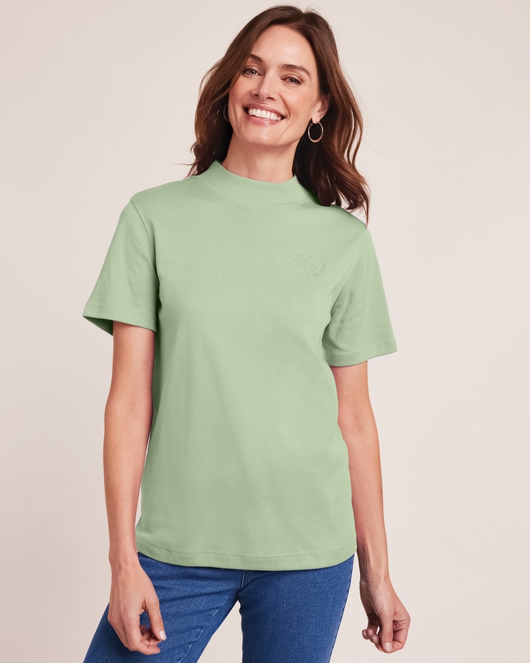 Essential Knit Short-Sleeve Mockneck Top image number 3