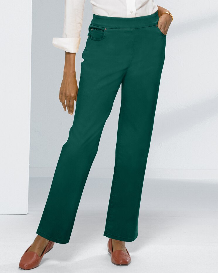 DreamFlex Color Pull-On Relaxed Straight Leg Jeans image number 1