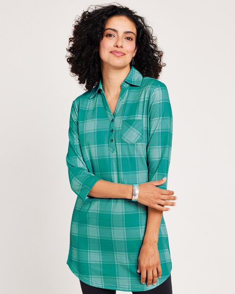 Cozy Plaid Knit Big Shirt