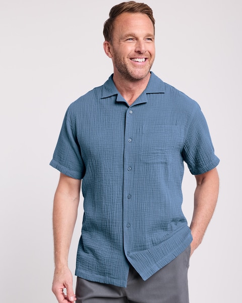 John Blair® Short Sleeve Gauze Camp Shirt