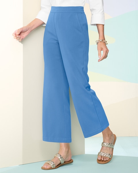 Stretch Look-Of-Linen Crop Pants