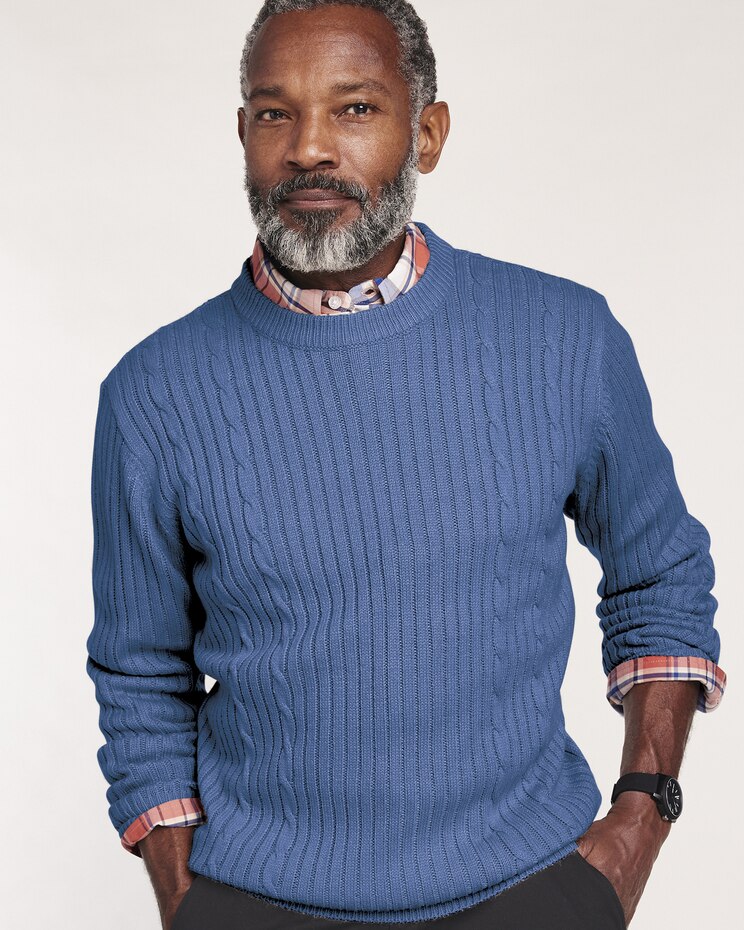 John Blair Crewneck Cable Front Sweater image number 1