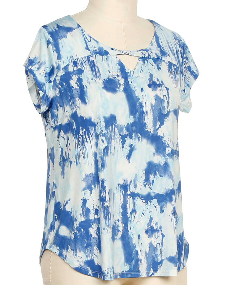 Southern Lady Cap Sleeve Leza Print Top image number 1