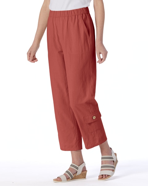 Captiva Button-Pocket Cropped Pants