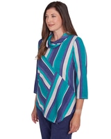 Alfred Dunner® French Quarter Spliced Cowl Neck Stripe Sweater thumbnail number 3