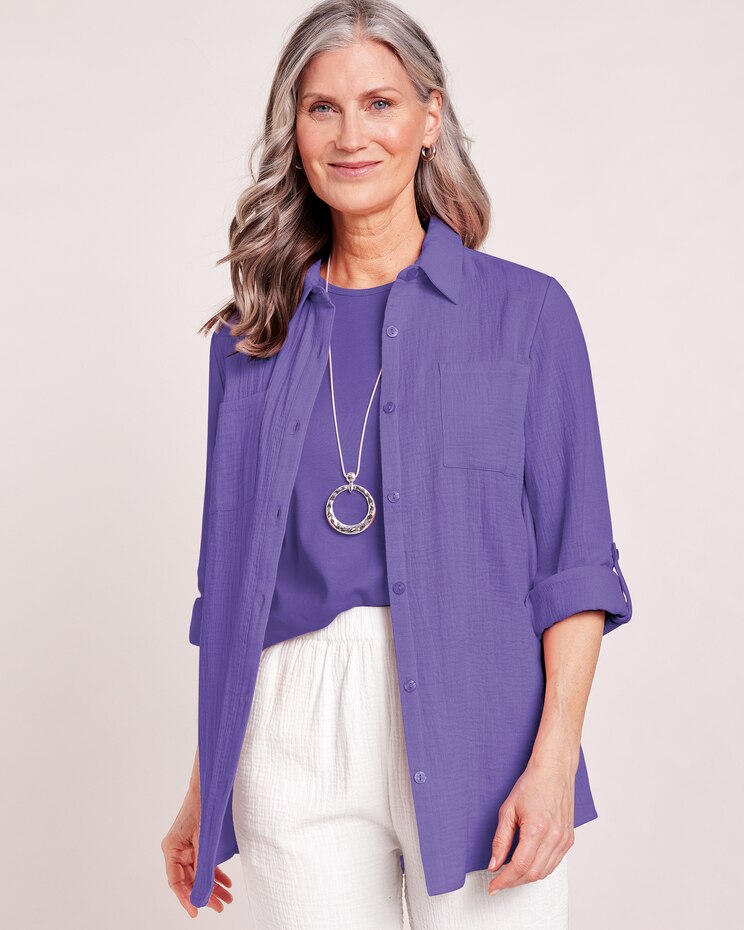 Gauze Button-Up Big Shirt image number 1