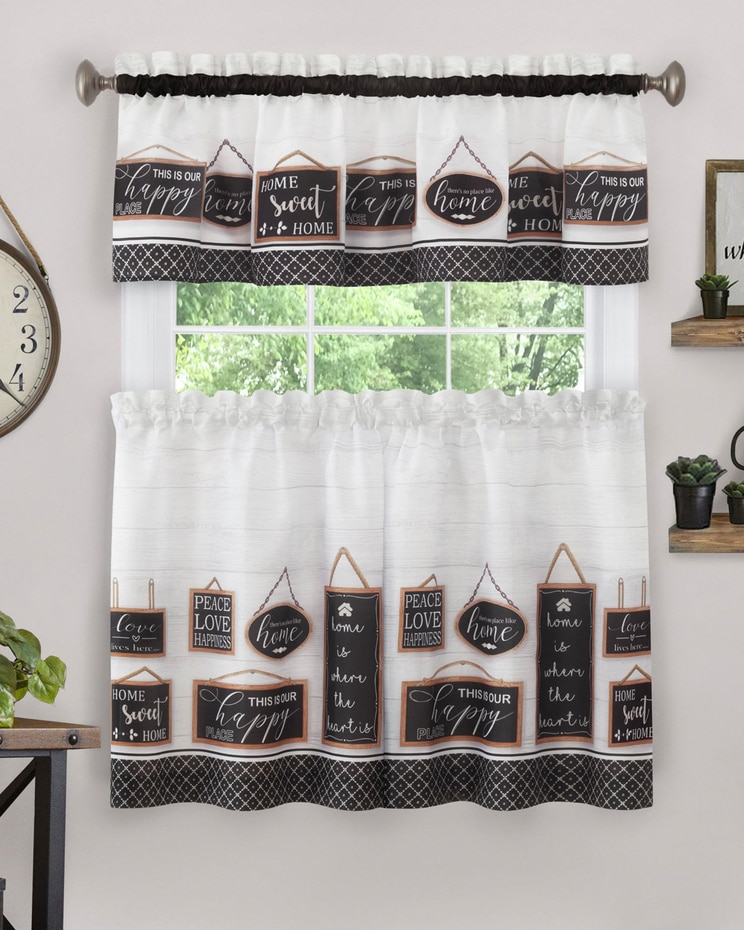 Modern Farmhouse Tier and Valance Window Curtain Set image number 1