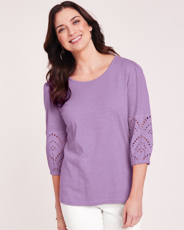 Eyelet Textured Slub Knit Top image number 3