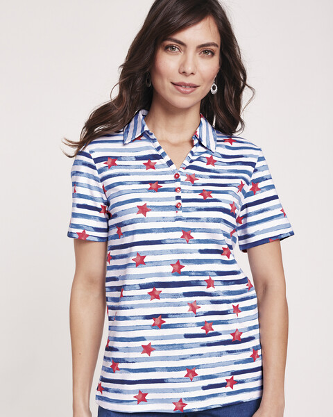 Essential Knit Print Polo Top