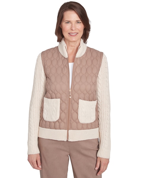Alfred Dunner® Telluride Sweater Trim Quilted Jacket