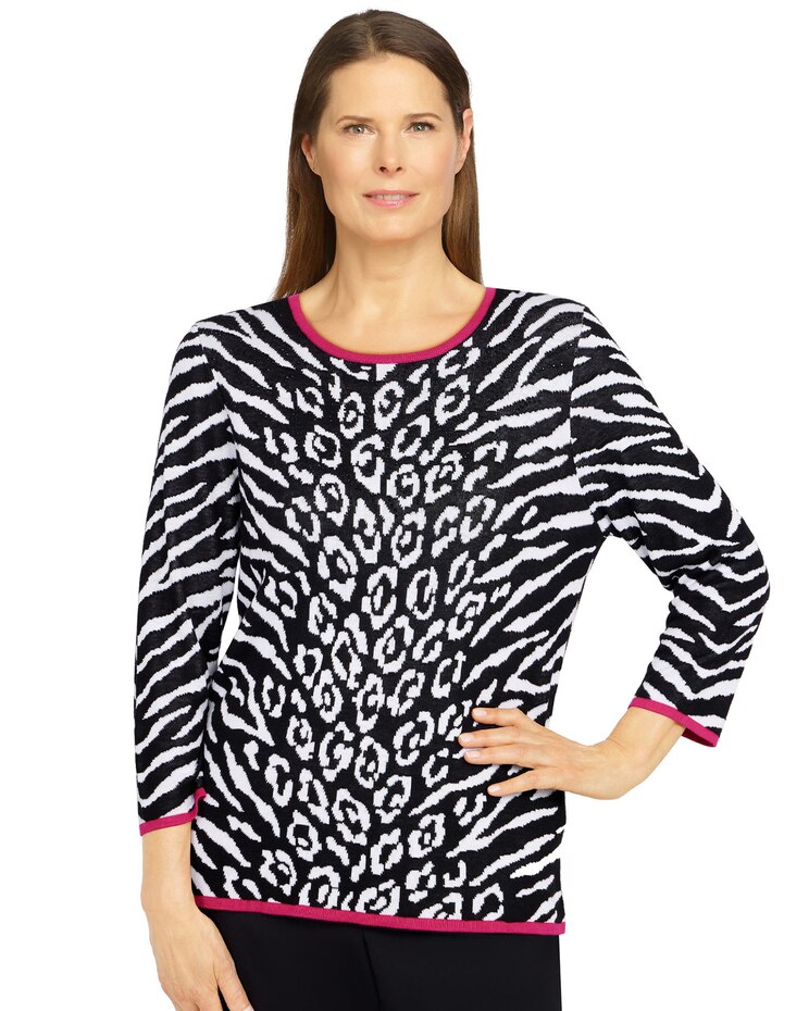 Alfred Dunner® Theater District Animal Jacquard Sweater image number 1