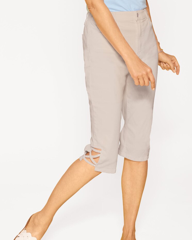 DenimEase™ Back Elastic Criss-Cross Pedal Pushers image number 2