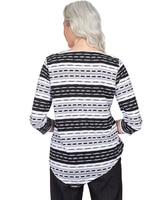 Alfred Dunner® World Traveler Spliced Stripe Asymmetric Hem Top With Necklace thumbnail number 2