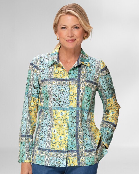 Mystic Highlands Patchwork-Print Blouse