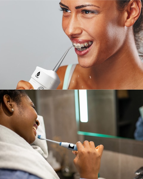 Pursonic Compact Travel Oral Care Bundle: Portable USB Rechargeable Collapsible Water Flosser and Pursonic Portable Sonic Toothbrush