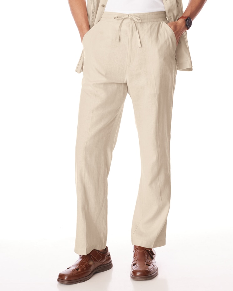 John Blair® Relaxed-Fit Linen Blend Drawstring Pants image number 1