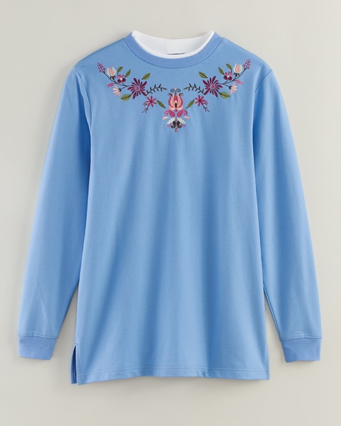 Better-Than-Basic Embroidered Tunic Sweatshirt