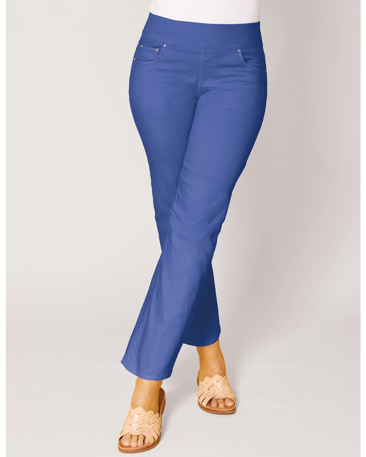 DenimEase Flat-Waist Wide-Leg Jeans image number 1