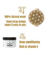 Pursonic Hair Care and Massage Bundle: Bath Brush and Rubber Massager with Lotus wooden handle + 100% Natural Coconut Oil Hair Mask 10 Oz thumbnail number 2