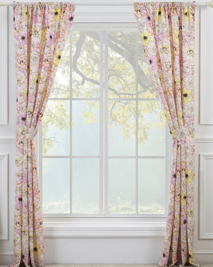 Misty Bloom Panel Pair with Tie Backs image number 2