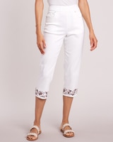 DenimEase™ Embroidered Flat-Waist Capris thumbnail number 1