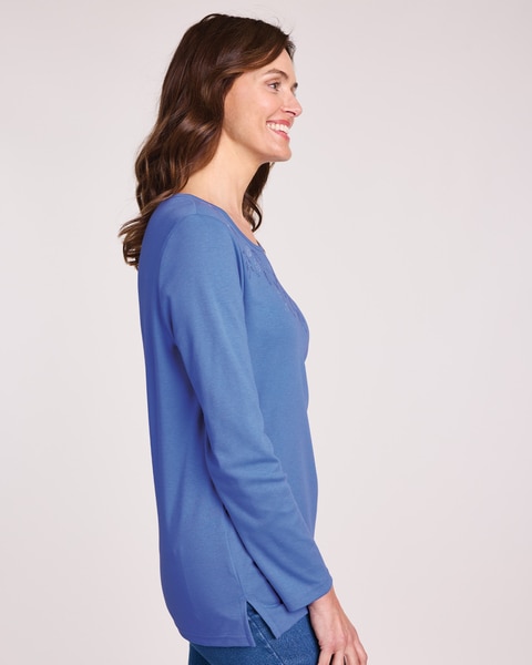Essential Knit Border Embroidered Top