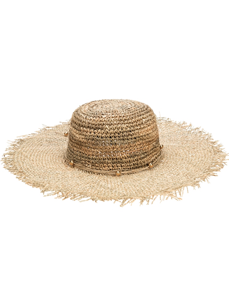 Runaway- Braided Seagrass Round Crown Sun Hat image number 1
