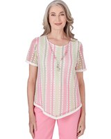 Alfred Dunner® Miami Beach Vertical Striped Top with Necklace thumbnail number 1