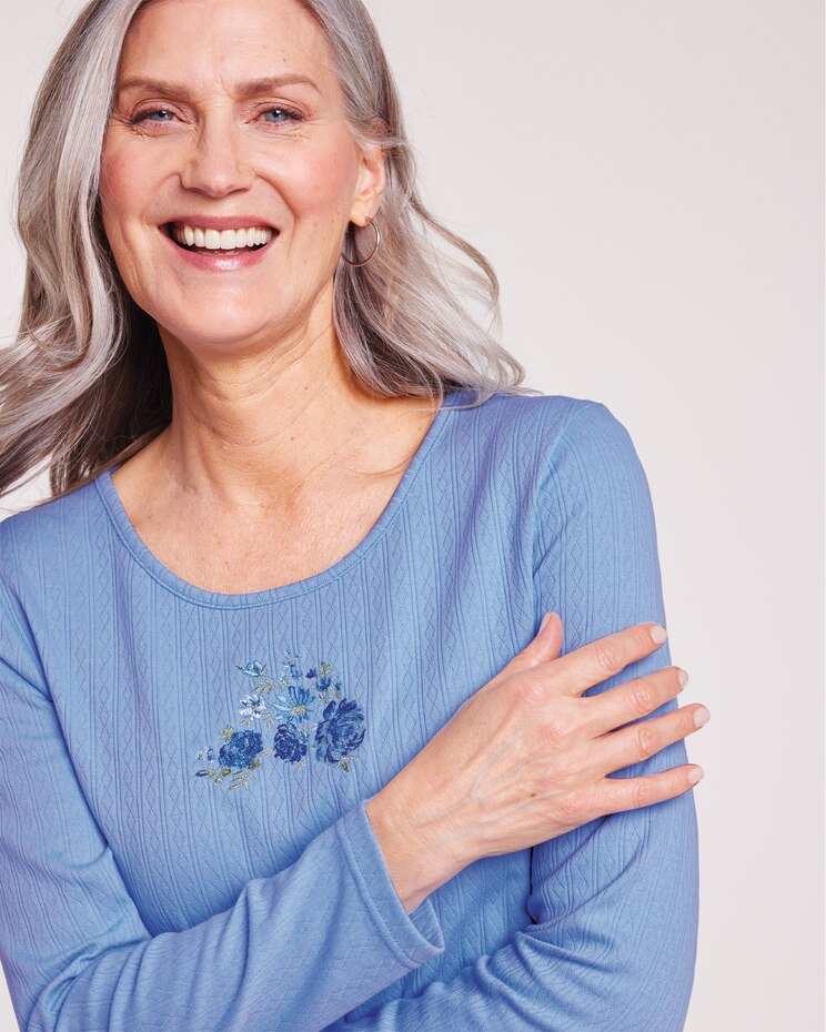 Embroidered Pointelle Top image number 4