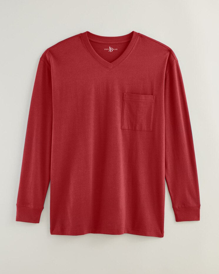 John Blair® Everyday Jersey Knit Long-Sleeve Pocket V-Neck Tee image number 1