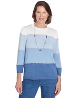 Alfred Dunner® Lake Victoria Ombre Colorblock Sweater With Necklace thumbnail number 1