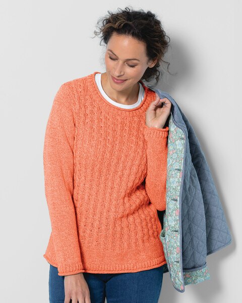 Bayside Cotton Diamond-Cable Sweater
