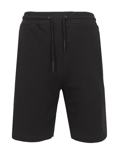 Men's Slim Fit Tech Fleece Jogger Sweat Lounge Shorts With Long Zipper Side Pocket