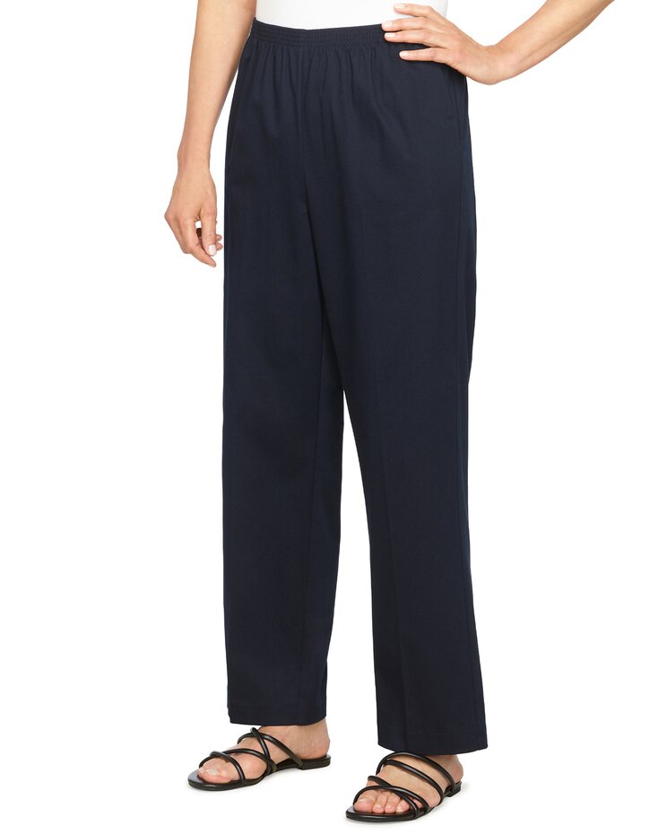 Alfred Dunner Classic Pull-On Twill Proportioned Straight Leg Pants image number 1