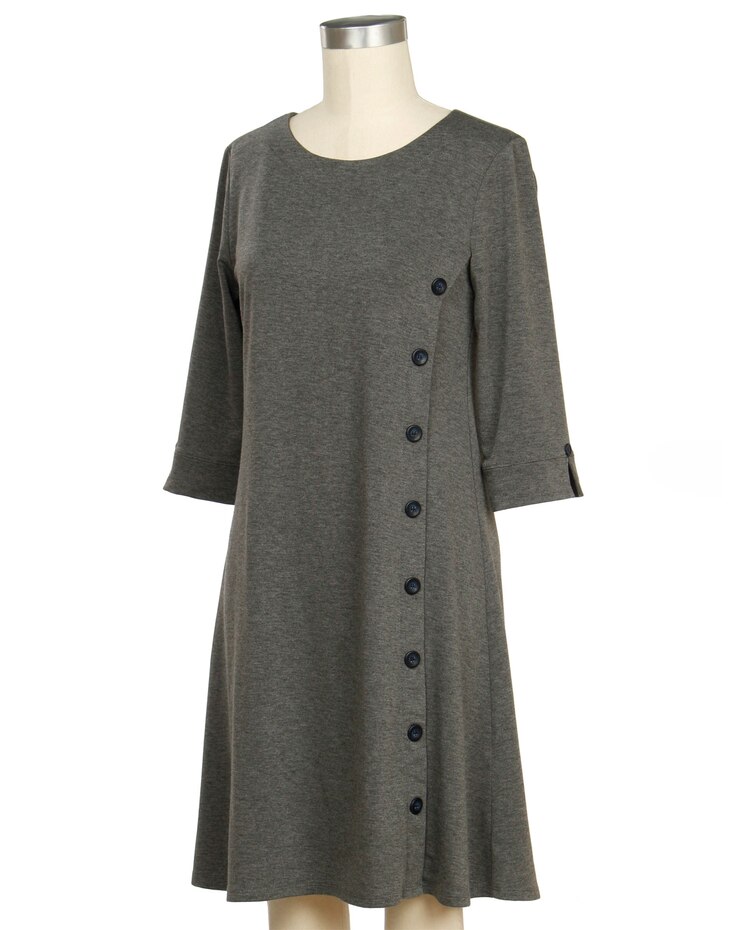 N Touch 3/4 Sleeve Roberta Solid Button Dress image number 1