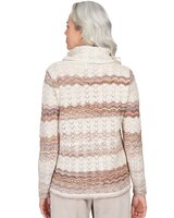 Alfred Dunner® St.Moritz Pointelle Stripe Cowl Neck Sweatshirt thumbnail number 2